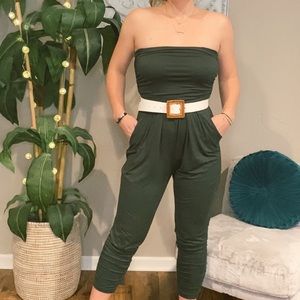 Green strapless jumpsuit